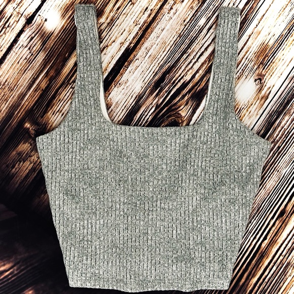 ABERCROMBIE & FITCH || Cozy Rib Squareneck Tank in Grey - SZ Small - Picture 2 of 5
